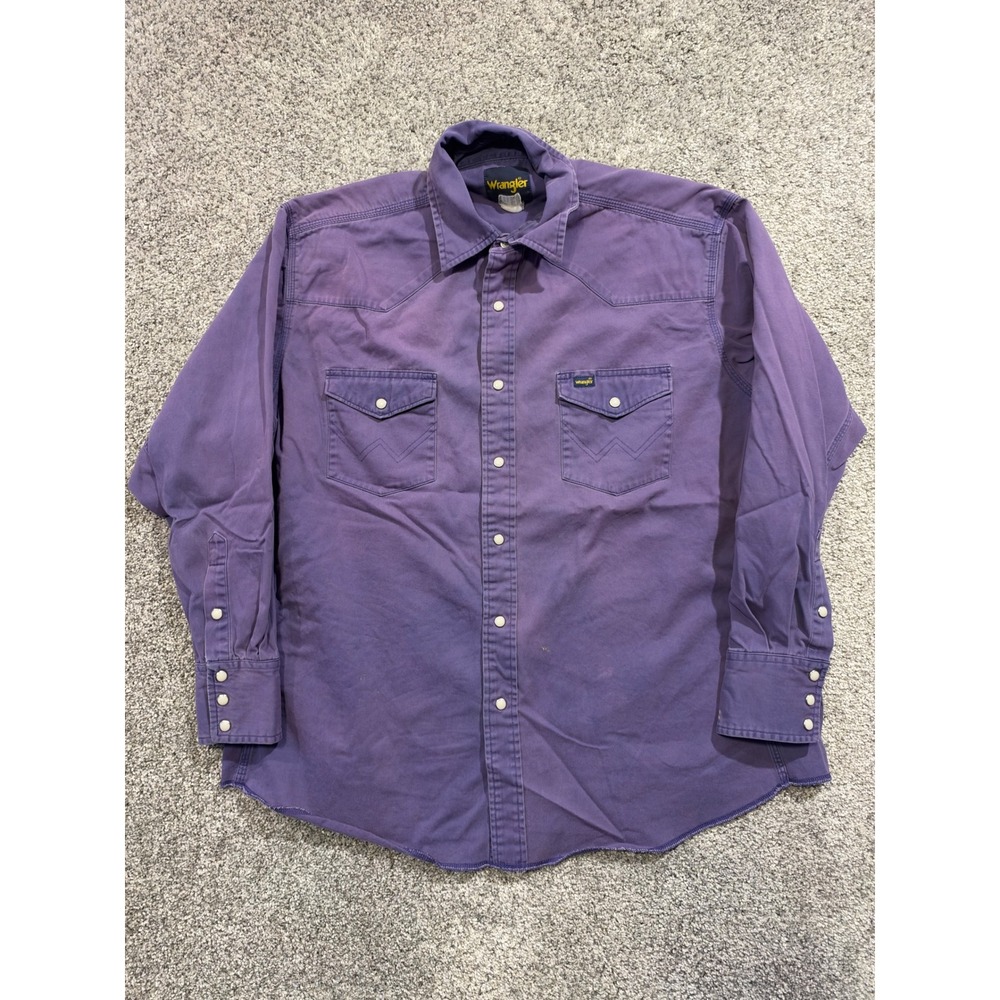 Wrangler Western Shirt Mens XL* Purple Pearl Snap Long Sleeve Cotton Twill Work*
